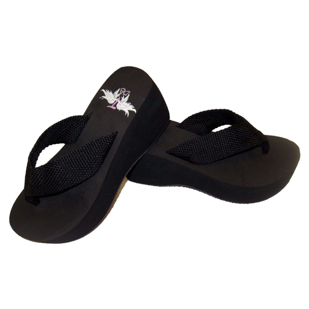 Trendy Design's Black Flip Flops Wedge High Heel